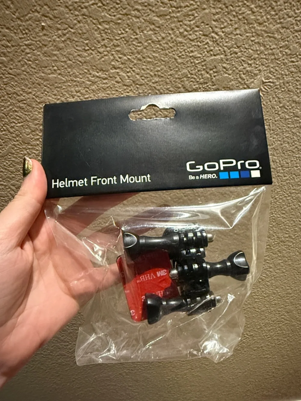 GoPro Black Helmet Front Mount with Red Adhesive Pad